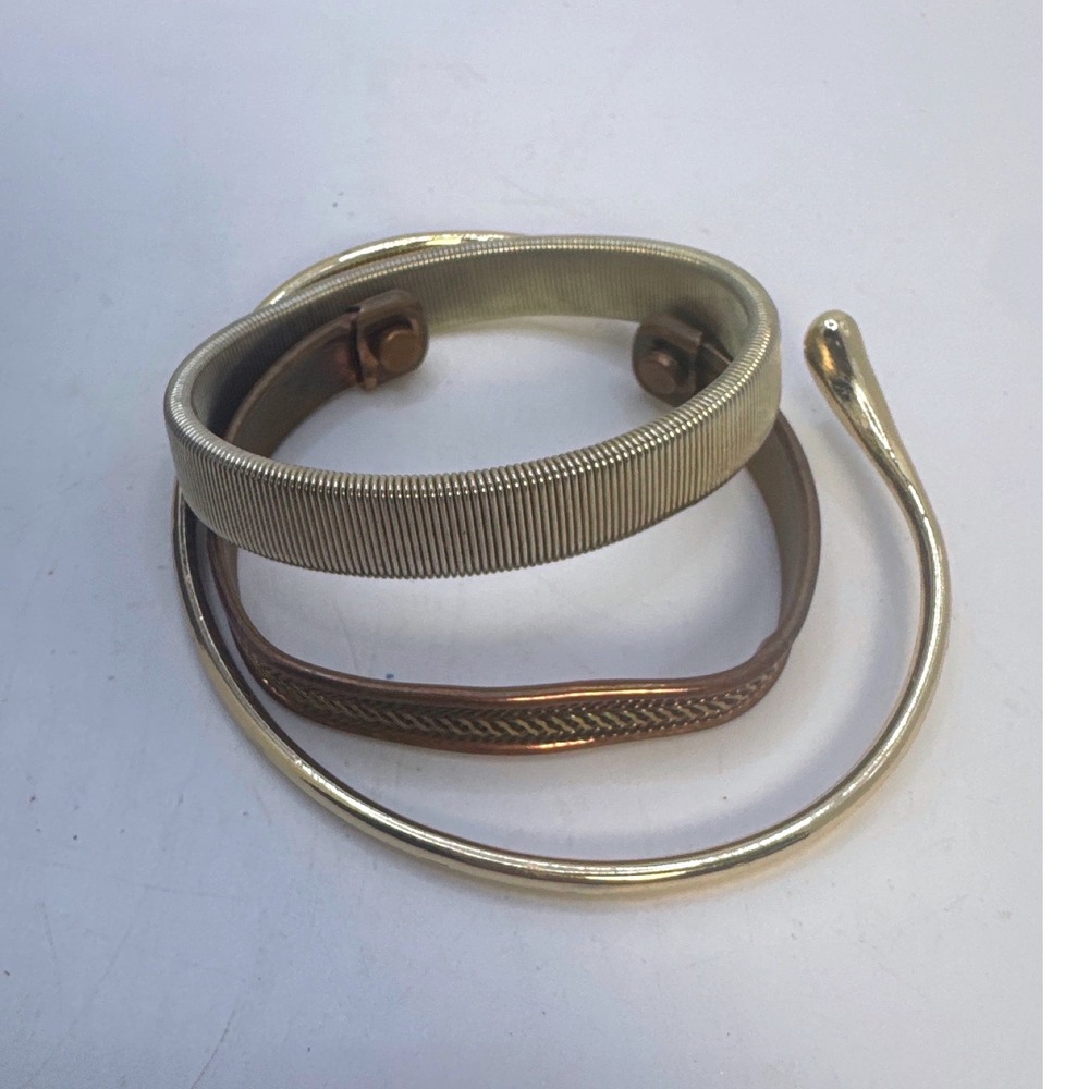 Unbranded Mixed Metal Bracelet Set Womens OS Gold‎ Copper Good 3pc Stack